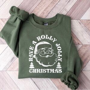 Christmas Sweatshirt Small Army Green